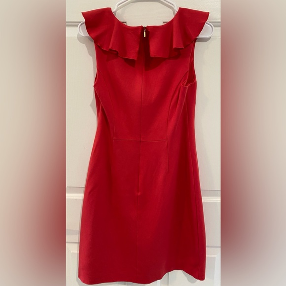 Trina Turk Alpin Ruffle Sheath V-neck Dress 4 - Picture 3 of 12